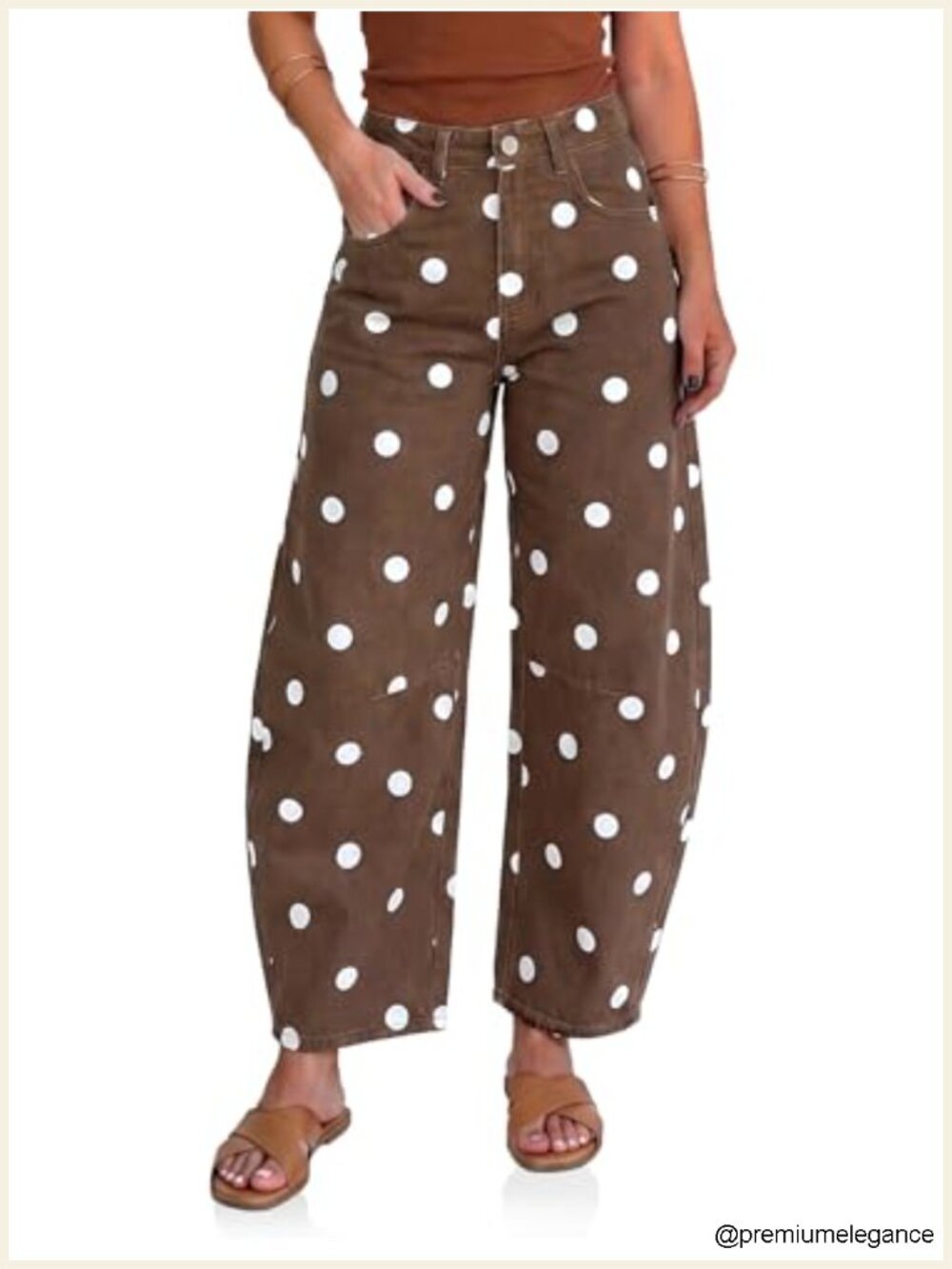 Polka Dot Barrel Jeans High Rise Baggy Wide Leg Denim Pants Y2K